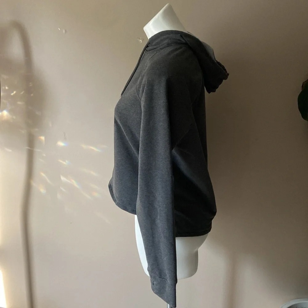 Reebok Women’s Dark Gray Logo High Low Hoodie Size Athleisure Loungewear Size L - Picture 3 of 6